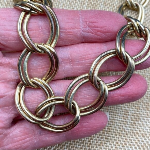 Vintage Goldtone Double Link Chain Necklace - Picture 3 of 5